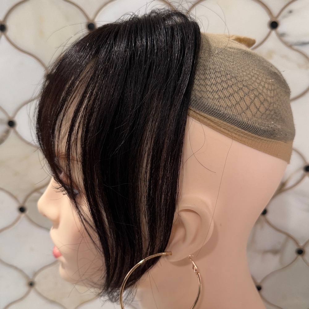 💯% HUMAN Hair, Curtain Bangs, Dark Brown/Almost Black - Picture 5 of 14